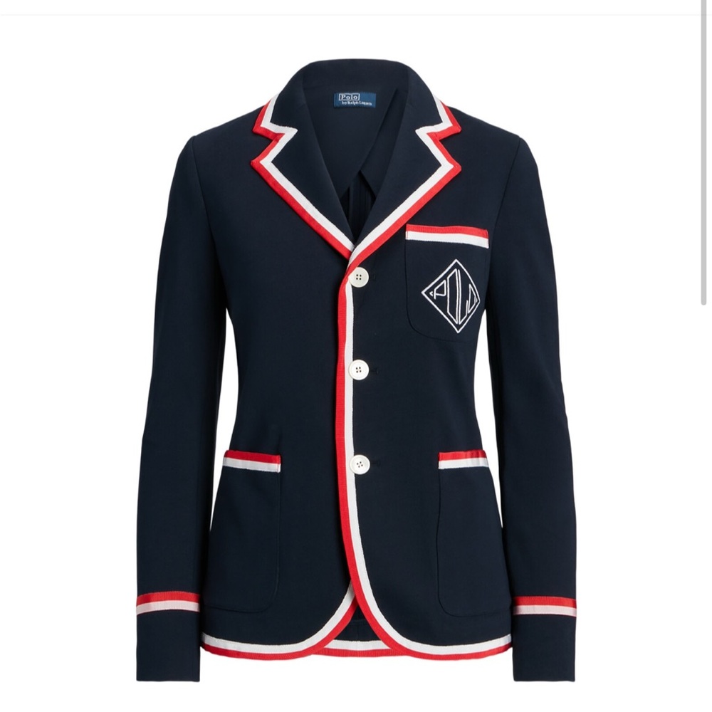 Polo Ralph Lauren Women Navy Grosgrain-Trim Terry Blazer NWT